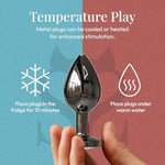 Jewel Butt Plug Beginner 4 Piece Set - Extra Small, Small, Medium, Large - Wide Base Prevents Slippage - Metal Anal Sex Adult Toy For Men & Women - Gunmetal Silver & Pink - Circle Shaped Charm