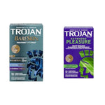 Trojan Bareskin Condoms 10 Count & Trojan Extended Pleasure Climax Control Condoms 12 Count Bundle