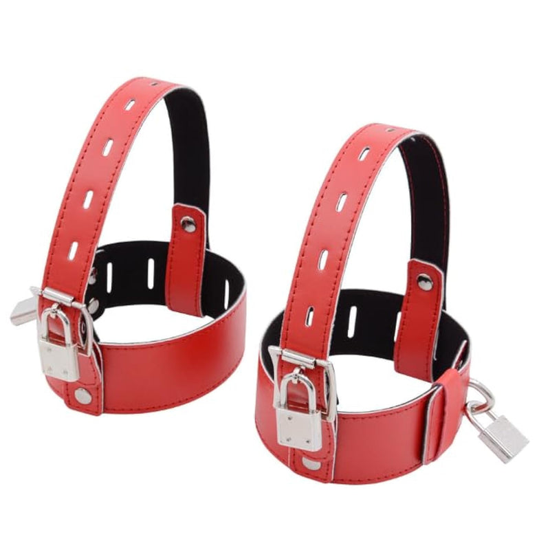 Adjustable Leather High Heels For Bdsm Play - Fetish Restraint Shoes With Lock And Key - Bondage Accessories For Sensual Experience (Red)