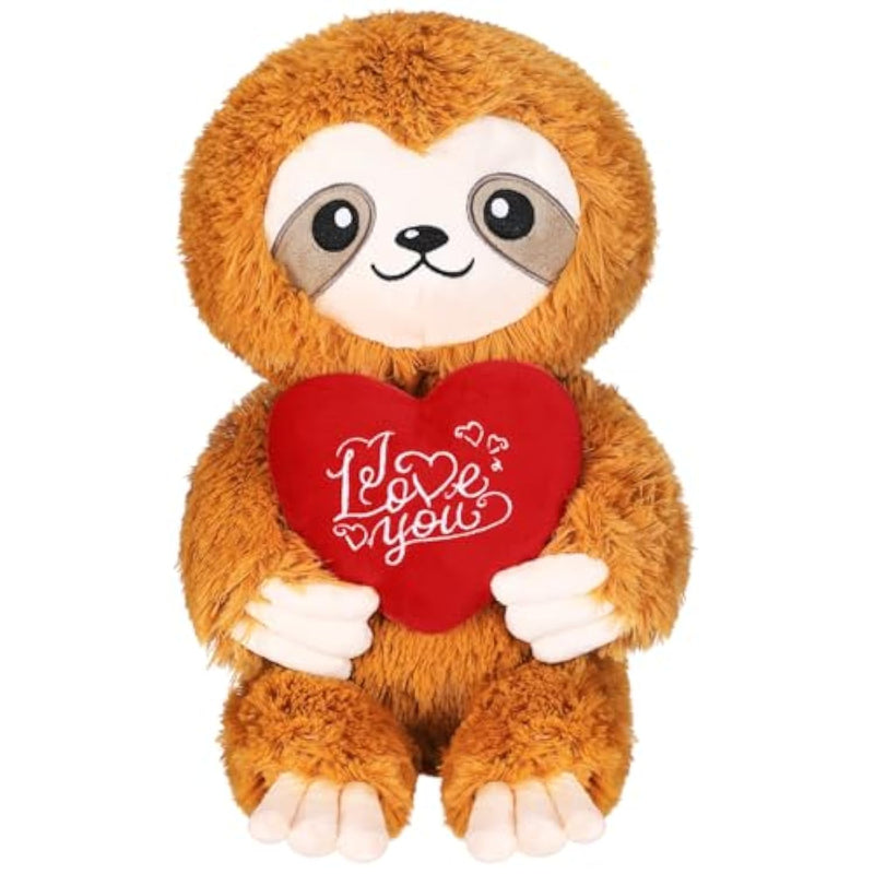 12 Inch Valentine‘S Day Love You Plush Stuffed Sloth With Red Heart Cute Animals For Girlfriend Red Stuffed Sloth Plush Toys For Valentines, Anniversary, Romantic Date