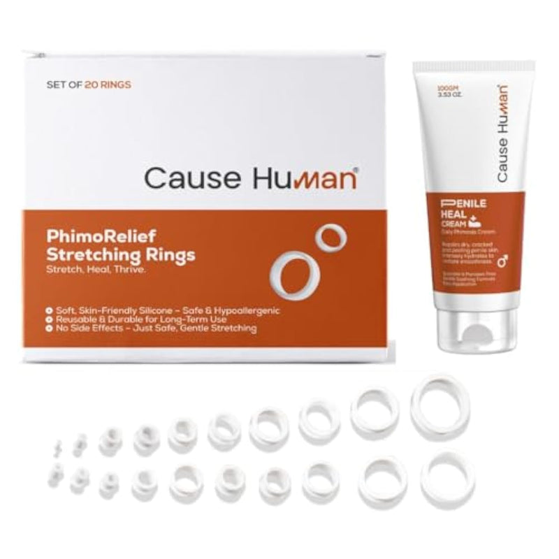 Phimorelief Kit – Phimosis Stretching Rings (20 Sizes) + Penile Heal Cream (30G) | Gentle And Safe, Gradual Stretching For Men