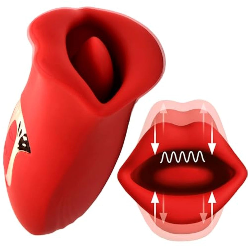 Lickgasm Kiss And Tell Mini Kissing And Vibrating Clitoral Stimulator For Women & Couples. Powerful Vibration With Kissing Tongue. Made Of Premium Silicone. Waterproof And Rechargeable. 1 Piece, Red.