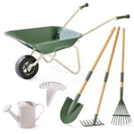 Kids Wheelbarrow With Gardening Tools Set, Educational Kids Gardening Set With Kid Wheelbarrow, Toddler Gardening Set, Watering Can, Plant Labels, For Ages 3+ Boys Girls(Green)