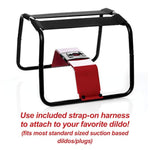 4-1 Bangin Bench With Handles For Bdsm Men, Women, Couples, & Solo-Play. Compatible With Suction Cup Dildos. Sturdy & Flexible Elastic Straps. 4-1, Black.