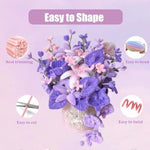 400 Pcs Pipe Cleaner Flower Craft Kit with Floral Stems, Tape, Stamens & Ribbon