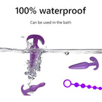 6Pcs Butt Plugs Waterproof Silicone Anales Trainer Set Plug For Women And Men Anal, With Beads Plug Kit,Pack Of 6 Anal Plugs-Purple