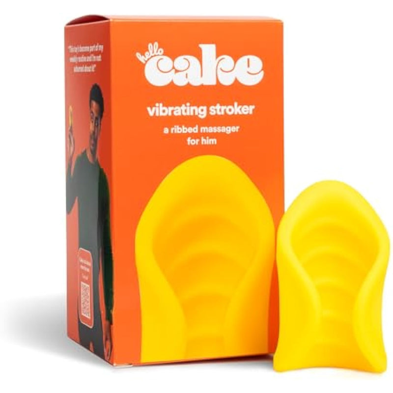 Hello Vibrating Stroker - Male Masturbator With 10 Vibration Modes - Ribbed Texture For Extra Sensation, Removable Bullet Vibrator Included - Adult Sex Toy For Men And Couples