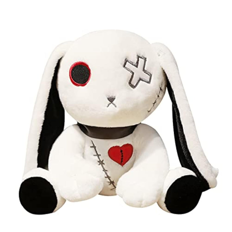 Rabbit Plush Doll, Scary Rabbit Stuffed Animal, Standing Toy - Halloween, Easter, Christmas, Birthday Gift (White)