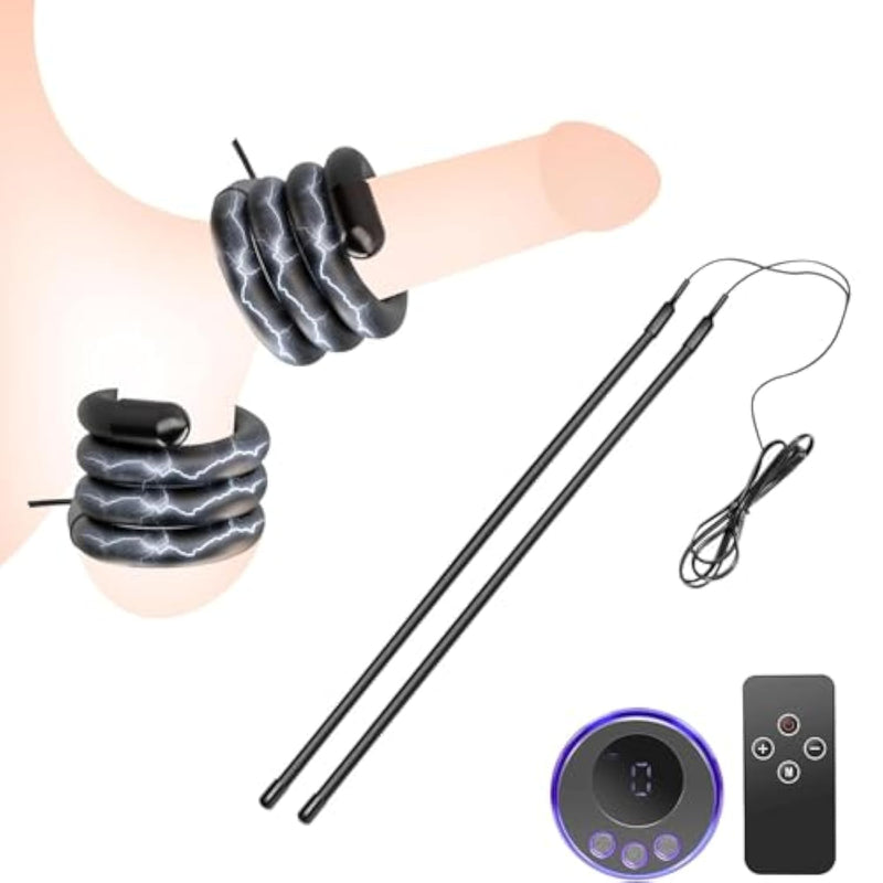 Silicone Electric Shock Restraint Male Penis Ring Electric Cock Ring With Remote?Adjustable Electro Sex Penis Stimulator, 8 Shock Modes 19 Intensities Sm Sex Toys For Men Couples
