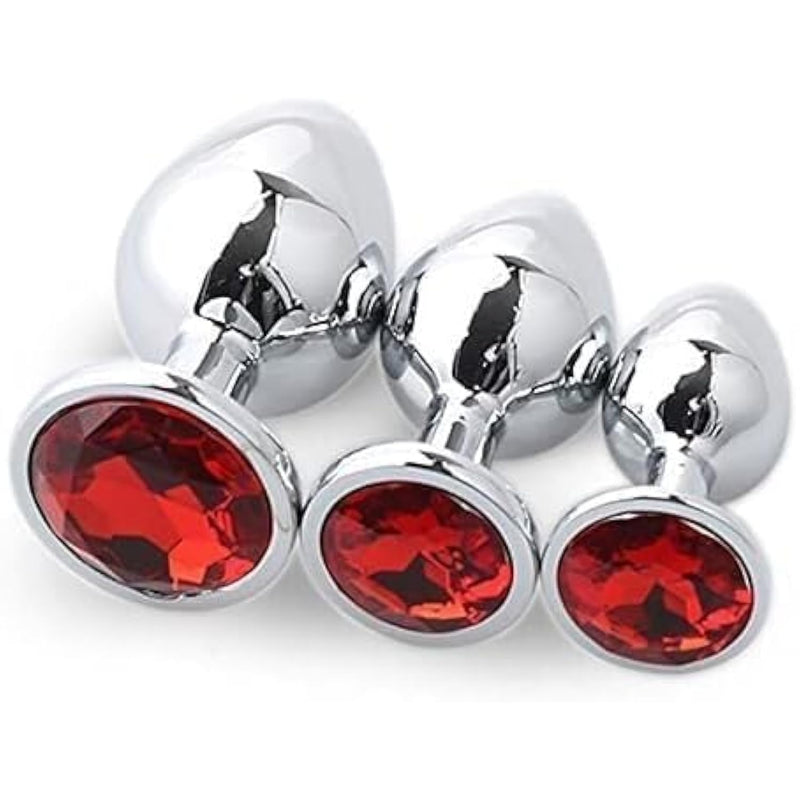 Crystal Metal Butt Plug – Large Stainless Steel Anal Plug With Decorative Jewel (Medium)