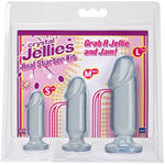 Doc Johnson Crystal Jellies - Starter Kit - For Graduated Anal Training - Ease Your Way Into Backdoor Pleasure -3 Penis Shaped Plugs - Clear