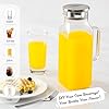 2 Quart (2 Liter 68 oz) Square Glass Pitcher with Lid and Spout, Water Pitchers with Handle for Fridge, Borosilicate Glass Carafe for Hot/Cold Drink, Large Jug for Iced Tea, Coffee,Juice,Milk,Beverage