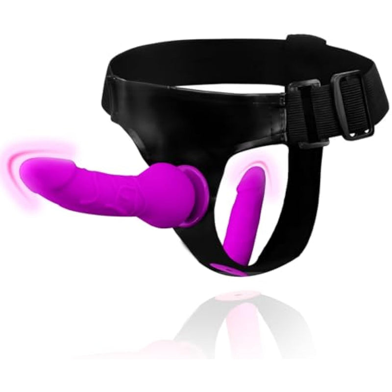 Strap On Dildo Adult Sex Toys, Wearable Strapon Harness With 2 Removeable Realistic Silicone Anal Small Dildo, Adjustable Dildo Harness For Couples' Pegging, Perfect For Beginners - Vibrant Purple