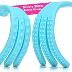 Textured Spanking Paddle For Sex Play, Rubber 3 Fingers Slapper With Bumps Flexible Flirt Toy For Sm Bondage Game Couple Adult 10.82 Inch Blue