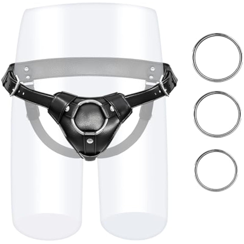 Strap On Dildo Harness Adult Sex Toys For Women Men Pegging Dildo,Adjustable Waist And Thigh Soft Nylon Vegan Leather Belt With 3 Size Metal O-Rings For Lesbian Gay Couple Vaginal Anal Play