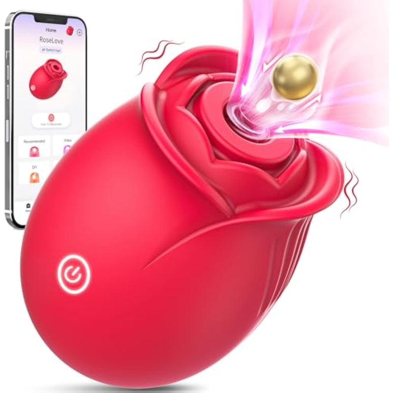 Rose Sex Toy Adult Toys - App Control Vibrator Sex Toys Adult Toy With 9 Sucking & 9 Vibrating Modes For Women Sex Toys, Rose Sucker G Spot Vibrators Sex Games Stimulator For Woman Couples
