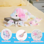17-Inch Rainbow Dolphin Plush Toy With 4 Baby | Soft & Cuddly Stuffed Family Set | Colorful Dolphin Plush Gift For Kids