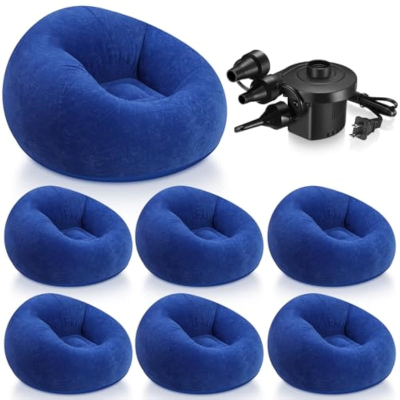 6 9 12 Pcs Inflatable Bean Bag Chairs For Adults With Electric Air Pump, Blow Up Couch Folding Portable Inflatable Couch Lazy Sofa For Outdoor Movie Night Camping(Dark Blue,6 Pcs)