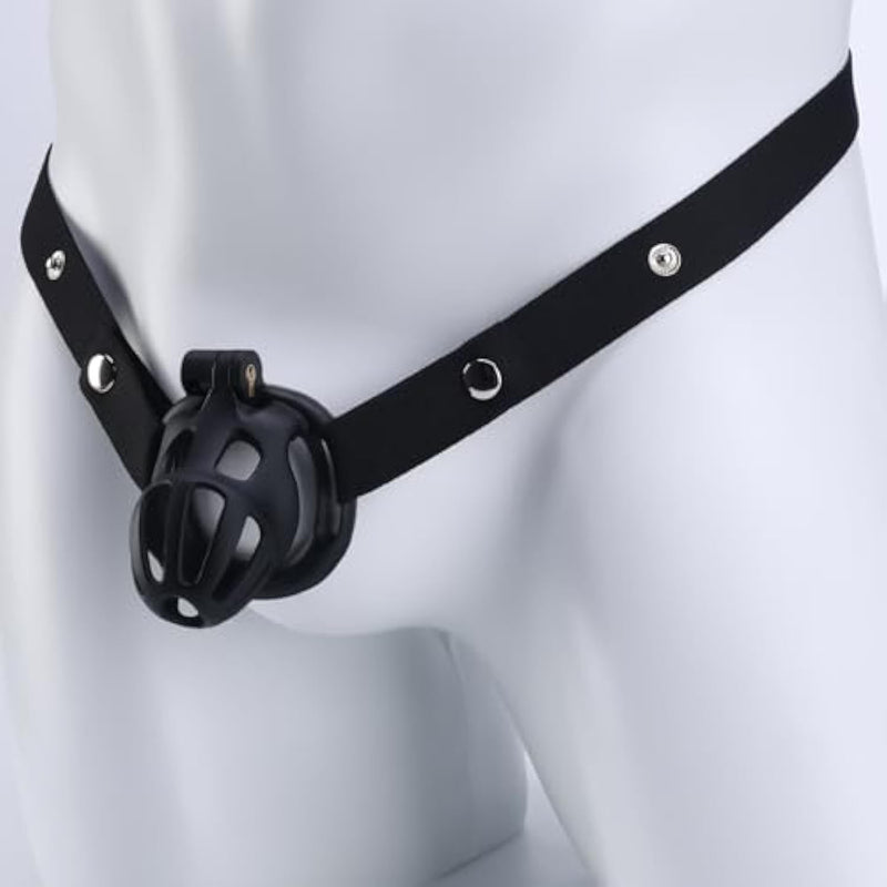 Male Chastity Cage With Belt, Chastity Device With 5 Sizes Rings And Invisible Lock For Man Penis Exercise Bondage Gear & Accessories Lightweight Adult Sex Toys(2D-Black)