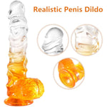 8 Inch Large Clear Realistic Dildo Sex Toys For Vaginal G Spot Stimulation,Flexible Soft Jelly Penis Dong Cock Butt Plug Anal Trainer,Female Masturbators With Suction Cup For Women Men Couple Pleasure