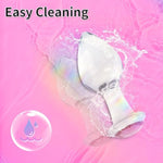 Crystal Glass Anal Plug With Luxury Jewelry Butt Plug Fetish Anus Stimulation Unisex Adult Anal Sex Toy (Pink, S)