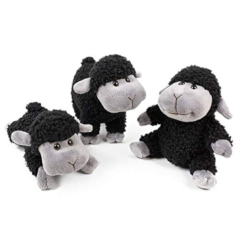 Sheep Stuffed Animal Lamb Plush Decorations 3Pcs (Sitting, Standing, Kneeling) Black Sheep Toys Gift For Kids Little Girl/Boy