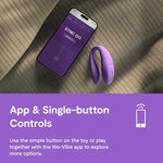 Sync Go Couples Vibrator with Travel Case | Wearable Vibrating Couples Adult Sex Toy | App Controlled G Spot & Clitoris Stimulator | Dual Stimulation with 10 Speeds | Rechargeable | Purple