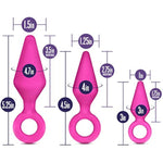 Candy Rimmer - Platinum Cured Puria Silicone Anal Plug Beginner Training Kit - 3 Sizes - Ultrasilk Smooth Butt Plugs - Anal Play Sex Toy For Couples - Pink