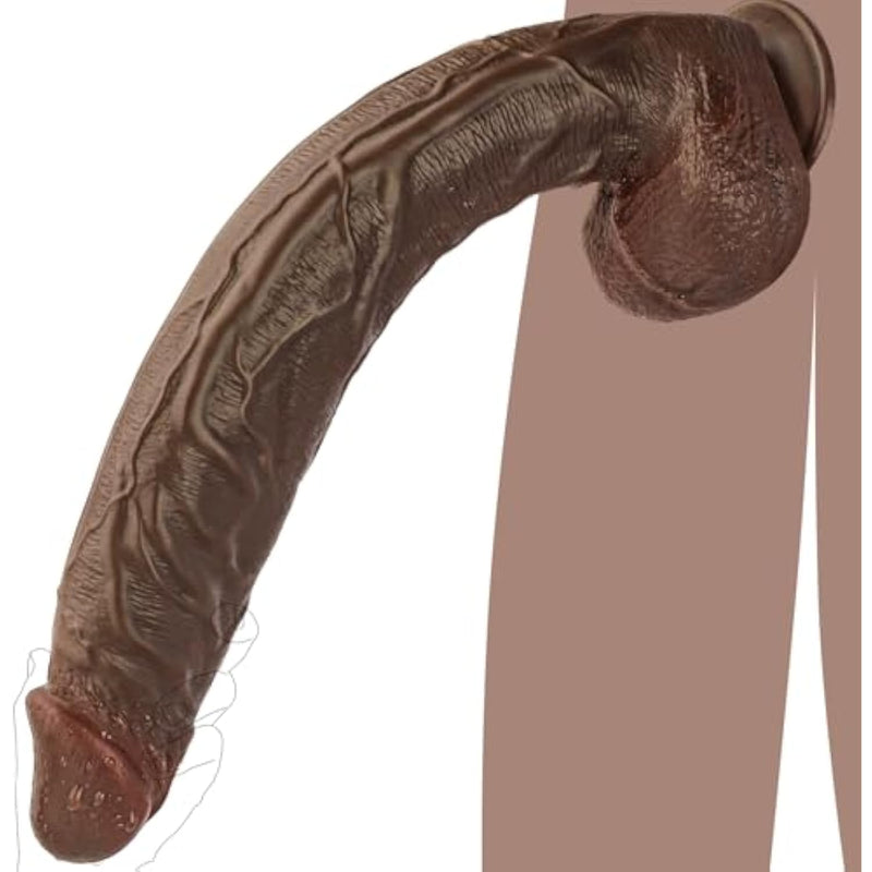 17.7 Inch Xxl Black Realistic Monster Dildo, Extra Long Huge Anal Dildo With Suction Cup For Hands-Free Deep Play, Adult Sex Toy For Advanced Men & Women