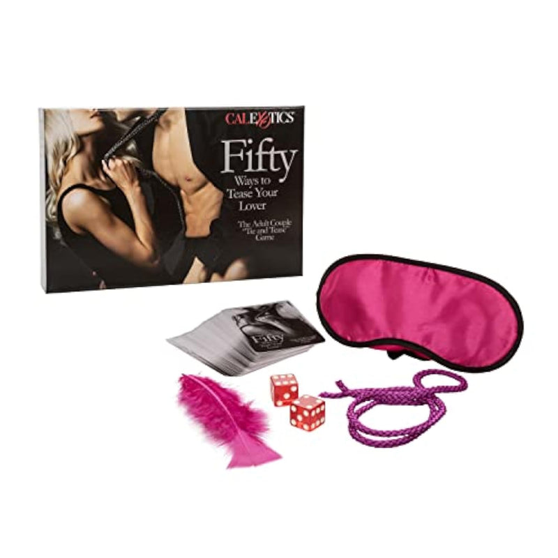 Fifty Ways To Tease Your Lover –Sex Card Game With Blindfold Restraint Rope Dice & Feather Tickler Adult Sex Toys For Couples