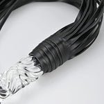 Fetish Leather Whip With Glass Pleasure Wand With Ball Tip - Sex Toy For Sm Or Anal Sex/Masturbation