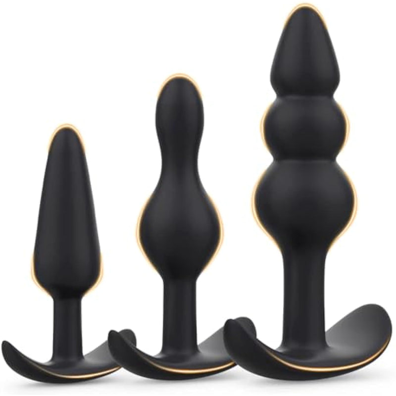 Butt Plug, Pack Of 3 Silicone Anal Beads Plugs Kit Trainer Set From Beginners To Advanced Player For Comfortable Long-Term Wear, Sex Toys For Couples