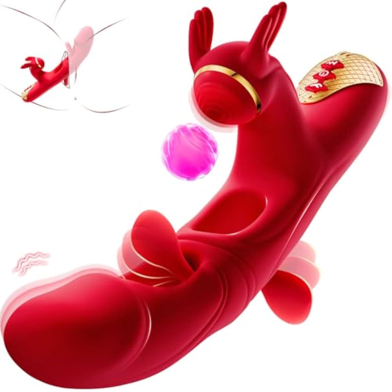 Vibrator Dildo Adult Sex Toy - G Spot Vibrators Womens Sex Toys With 7 Double Tongue Licking Flapping & 10 Vibration For Clitoral Juguetes Sexuales?Rabbit Vibrator Sex Toys For Women & Couple