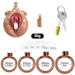 Chastity Cage Fake Women Vagina Penis Cage Chastity Cock Cage Sissy Chastity Device Lock With 4 Rings Sm Male Bondage Sex Toys (Skin Color)