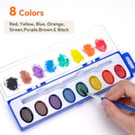 25 Pack Watercolor Paint Sets, 8 Washable Colors with Brushes