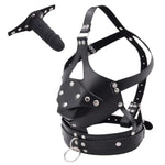 Bondage Hood Bdsm Gag Penis Bondage Gags & Muzzles Dildo Gag Mouth Leather Bondage Head Sex Harness Detachable Pu Fetish Silicone Open Mouth Penis Device For Men Women Couple