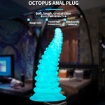 Octopus Anal Plug with Suction Cup Base, Textured Tapered Design, 3 Sizes (Green, Large)