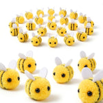 28 Pcs Felt Bees Wool Felt for Crafts, Mini Bees Yellow Bee Plush Decorations
