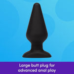 Classic Butt Plug - 5.5 Inch Silicone Anal Plug - 7.5 Inch Girth Anal Toy - Flared Base And Waterproof - Black
