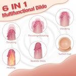 6In1 Thrusting Dildo Vibrator Adult Sex Toys Realistic Silicone Suction Cup Dildos With 3 Vibration 5 Thrust Modes With Roating,Remote Control Vibrators Adult Sex Toys & Games For Women Men (Light)