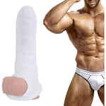 Soft Realistic Penis Sleeve Massager Extender Sheath Pocket Pussy Male Stroker Masturbator Vagina Egg Sex Toys For Male Enhancement Extension, White