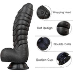 Realistic Dildo Safe Soft Silicone Material Adult Sex Toys Penis 2 Balls Strong Suction Cup Hands-Free Play Discreet Package(Black)