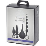 Fifty Shades Of Grey 4 Piece Anal Toys Starter Kit - With Silicone Butt Plug, Vibrating Butt Plug, Anal Beads & Douche - Waterproof - Black