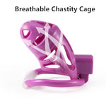 Male Hollow Chastity Cage Bondage Set, Cock Cage With Carabiner And 2 Keys, Invisible Lock Design, Penis Sm Fetish Adult Sex Toys For Men (Purple)