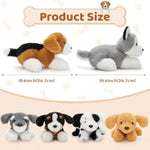6 Pcs Bulk Stuffed Animals, 11" Fluffy Assorted Stuffed Puppy Plush Toys For Kids, Dog Doll Set For Dog Themed Party Favors Gift (Lying)