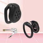 Male Chastity Device With 4 Rings Cock Cage, Lightweight Chastity Cage Body-Stainless Steel Penis Cage For Men Invisible Lock Adult Abstinence Penis Bondage Adult Sex Toy (Flat Ring,Black 0)