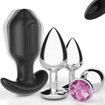 Anal Sex Toy Vibrator, 4Pcs Vibrating Anal Butt Plug Training Kit, Remote Control 10 Vibration Modes Adult Anal Sex Toys Vibrators With Flared Base Prostate Sex Toys For Beginner Advanced User- Pink
