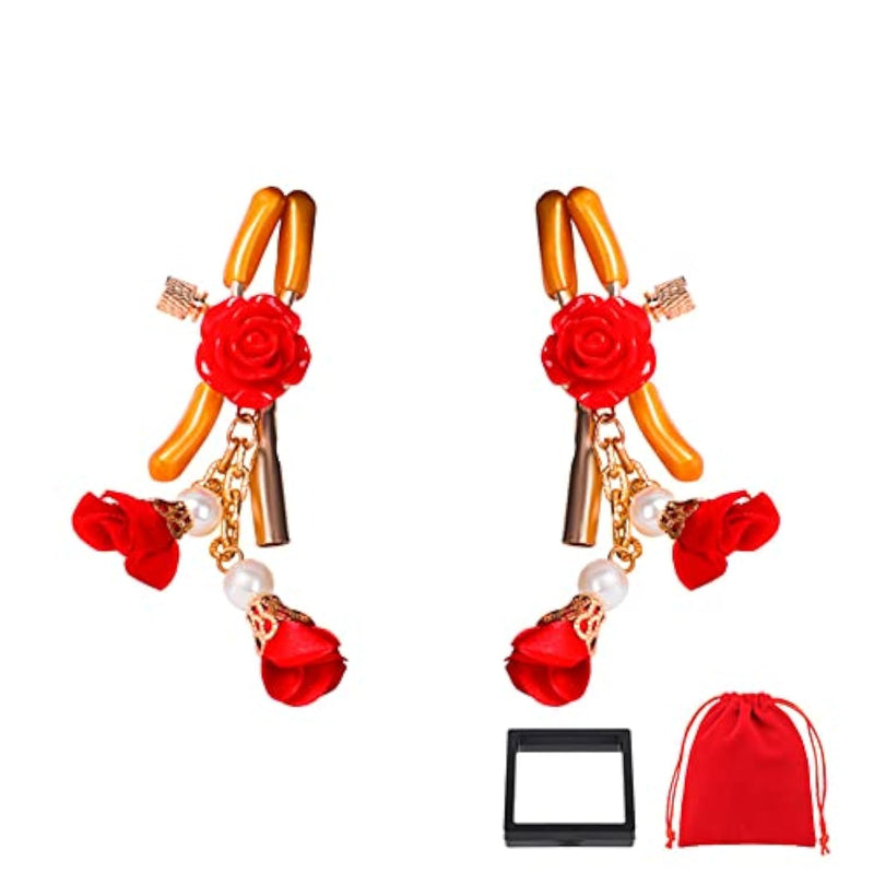 Bells Nipple Clamps Breast Chest Clamps Nipple Rings Noose Non Piercing Bra Body Chain For Sexual Pleasure Red Rose