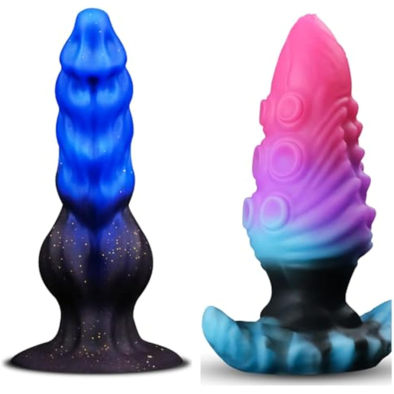 Beginner Knotted Dildo Dog Dildo And 6" Large Butt Plug Tentacle Dildo,
