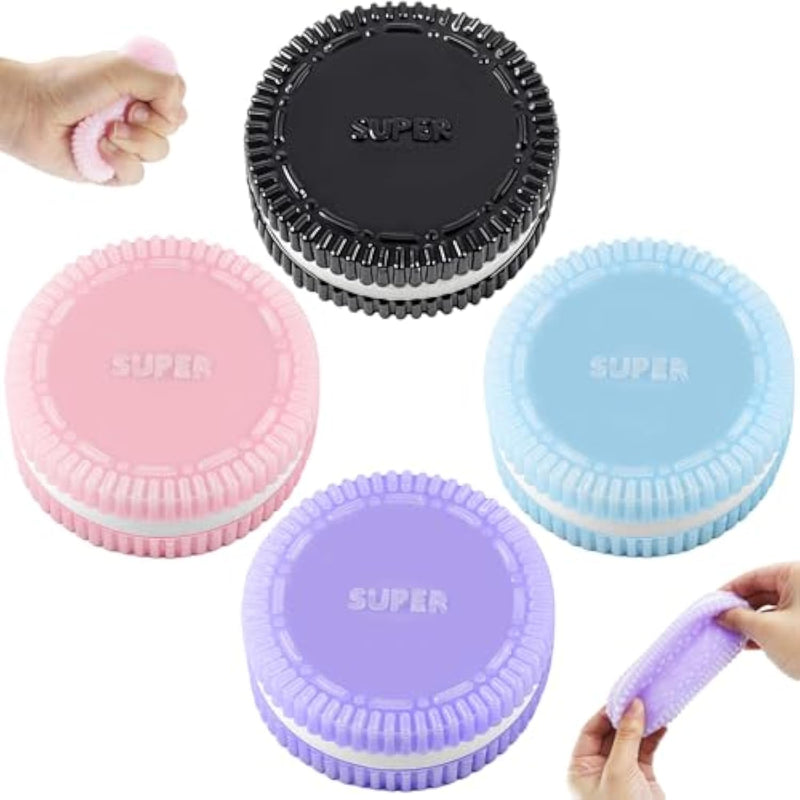 Sticky Cookie Squishies Fidget Toys Adults, Squeeze Toys Sensory Toys For Kids With Autism, Stress Balls For Adults Fidgets Birthday Gifts Party Favors For Kids(4 Pack Pink Black Green Purple)